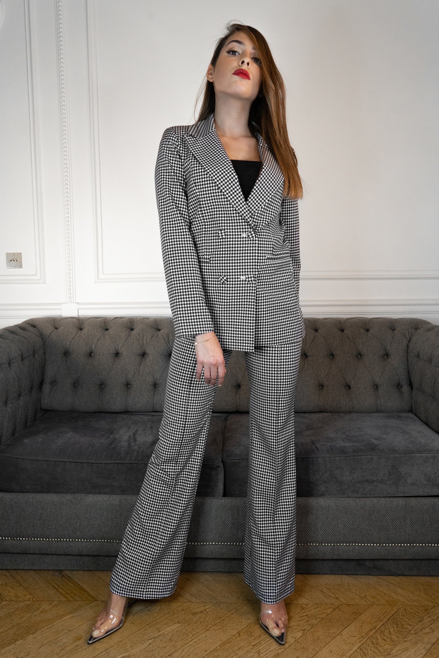 VESTE PIED-DE-POULE NOIR